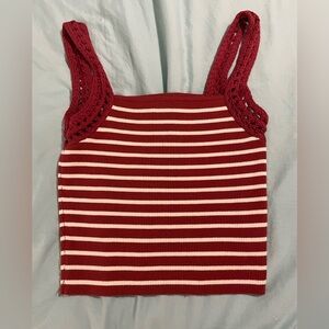 Aerie Red and White Striped Tank Top